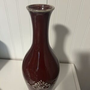 Vintage Hosley Potteries Burgandy Red Vase